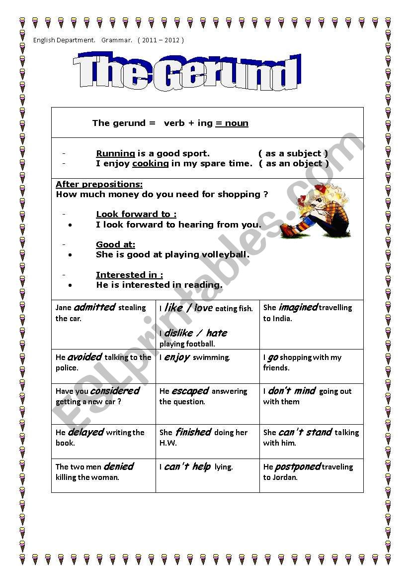 the gerund worksheet