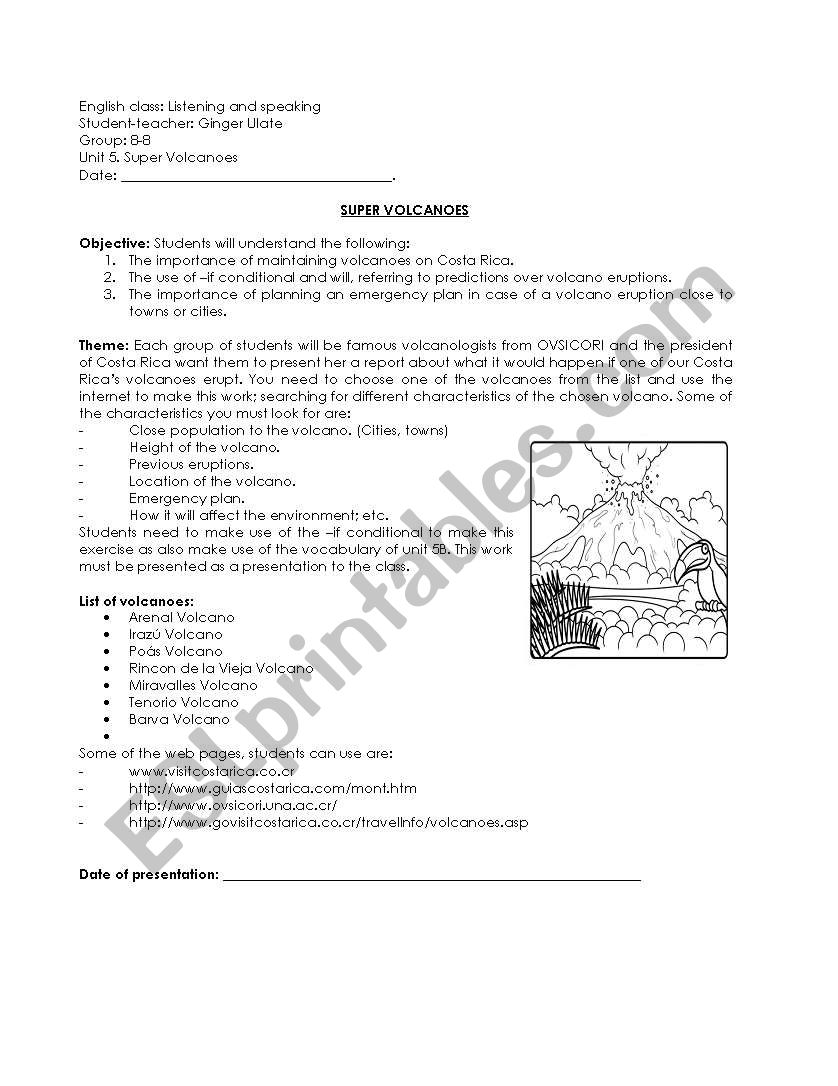 Super volcanoes homework  worksheet