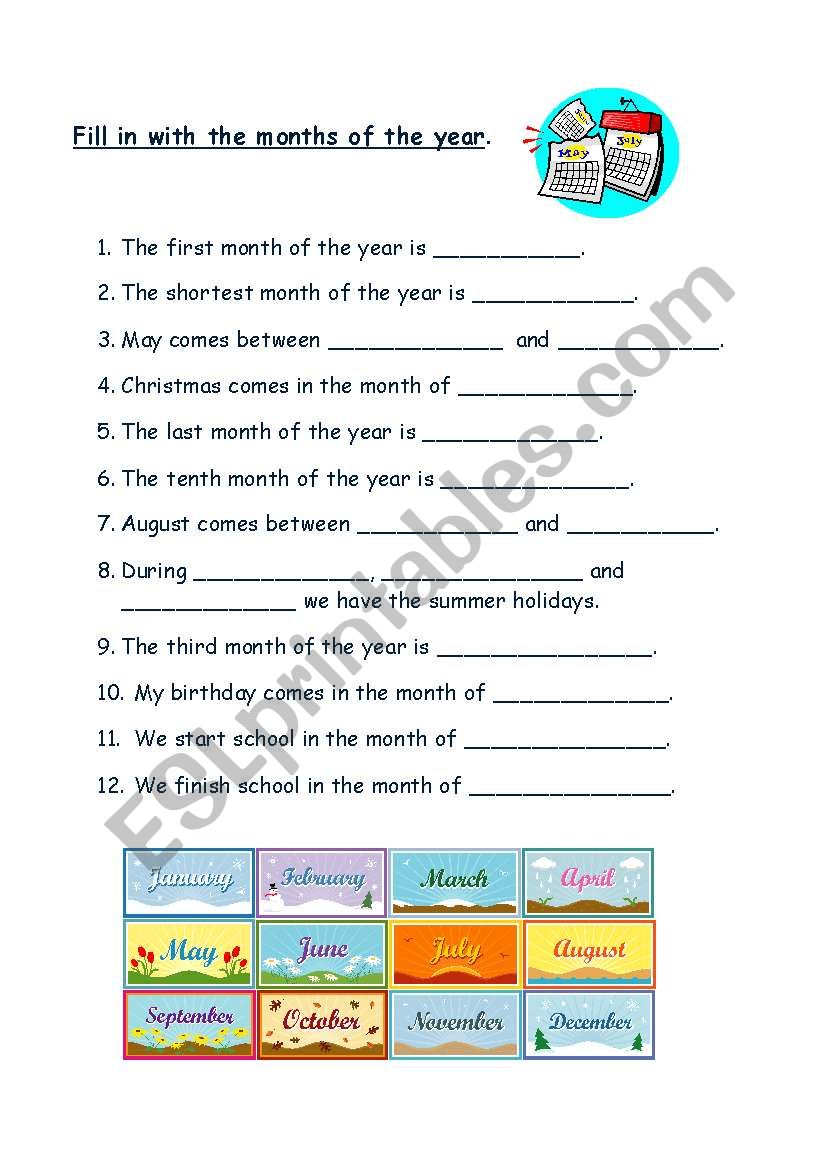 Months worksheet