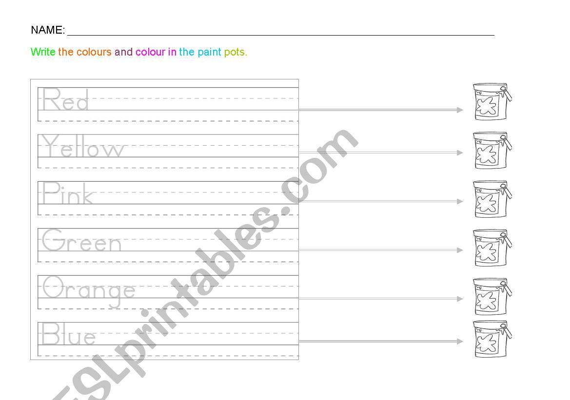 Colours worksheet