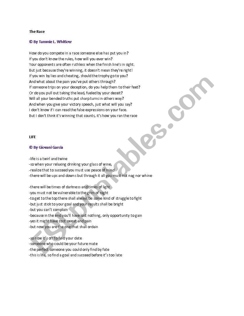 Poetry Analysis worksheet