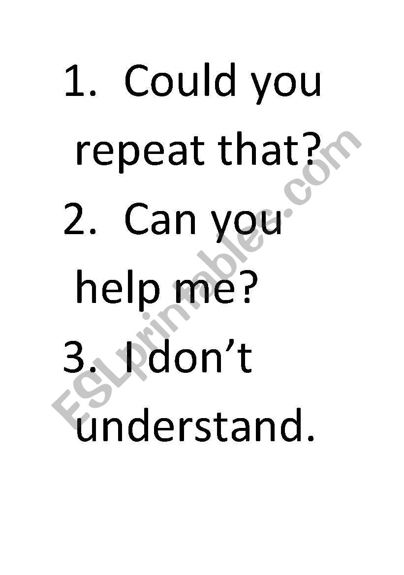 Classroom Language worksheet