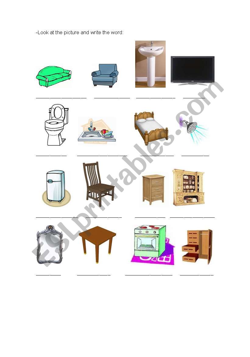 Furniture worksheet