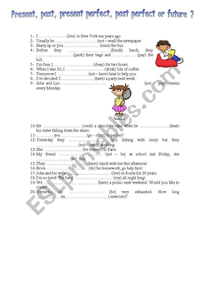 Present, past, present perfect, past perfect or future?