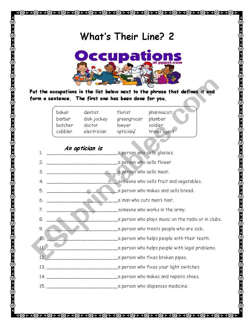 Whats their line?  #2 worksheet
