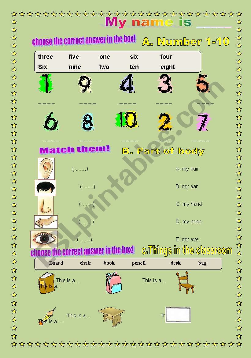 easy test for beginner,, worksheet