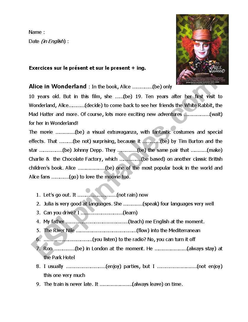Present and Continous Present worksheet