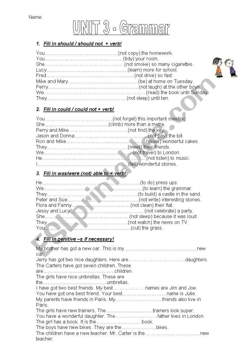 Modals worksheet