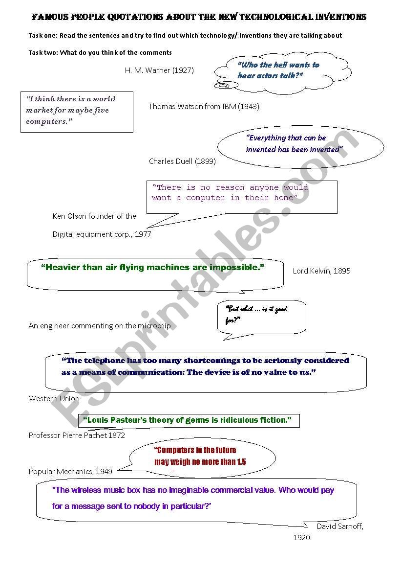 Technology worksheet