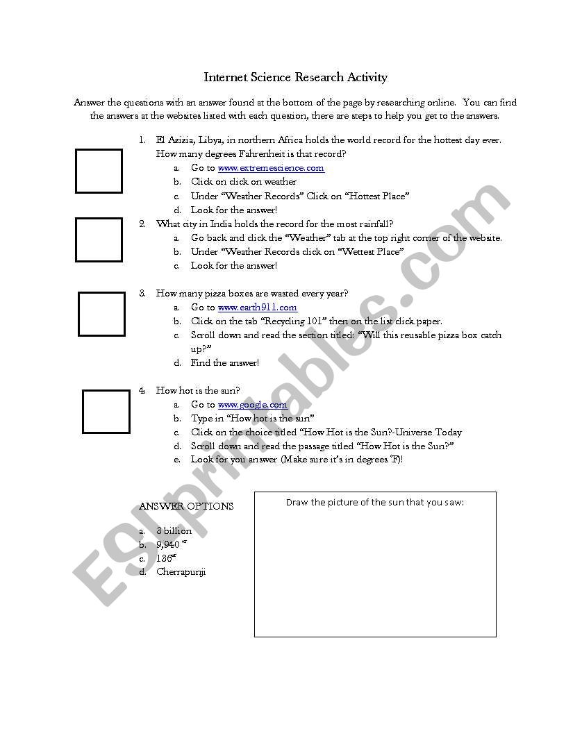 Science Internet Research Activity