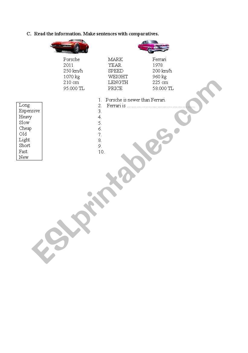 Comparatives 2/2 worksheet