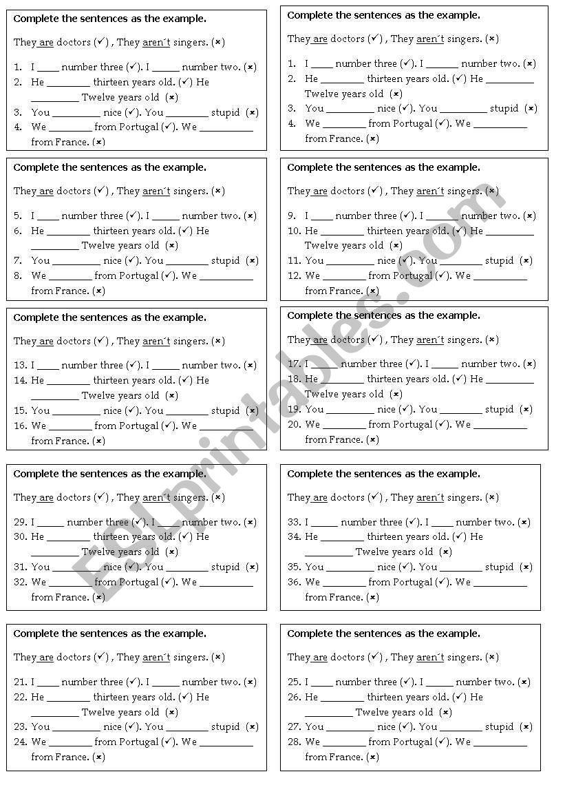 TO BE worksheet