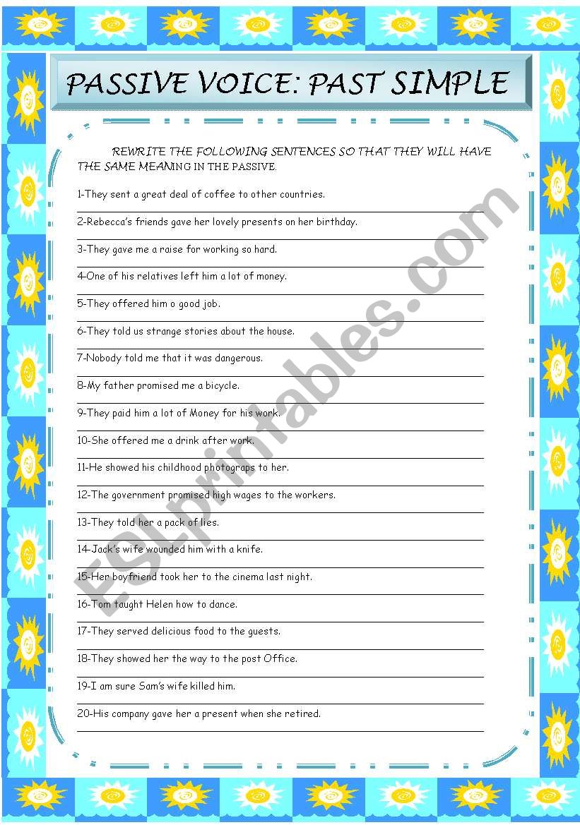 passive voice :past simple worksheet