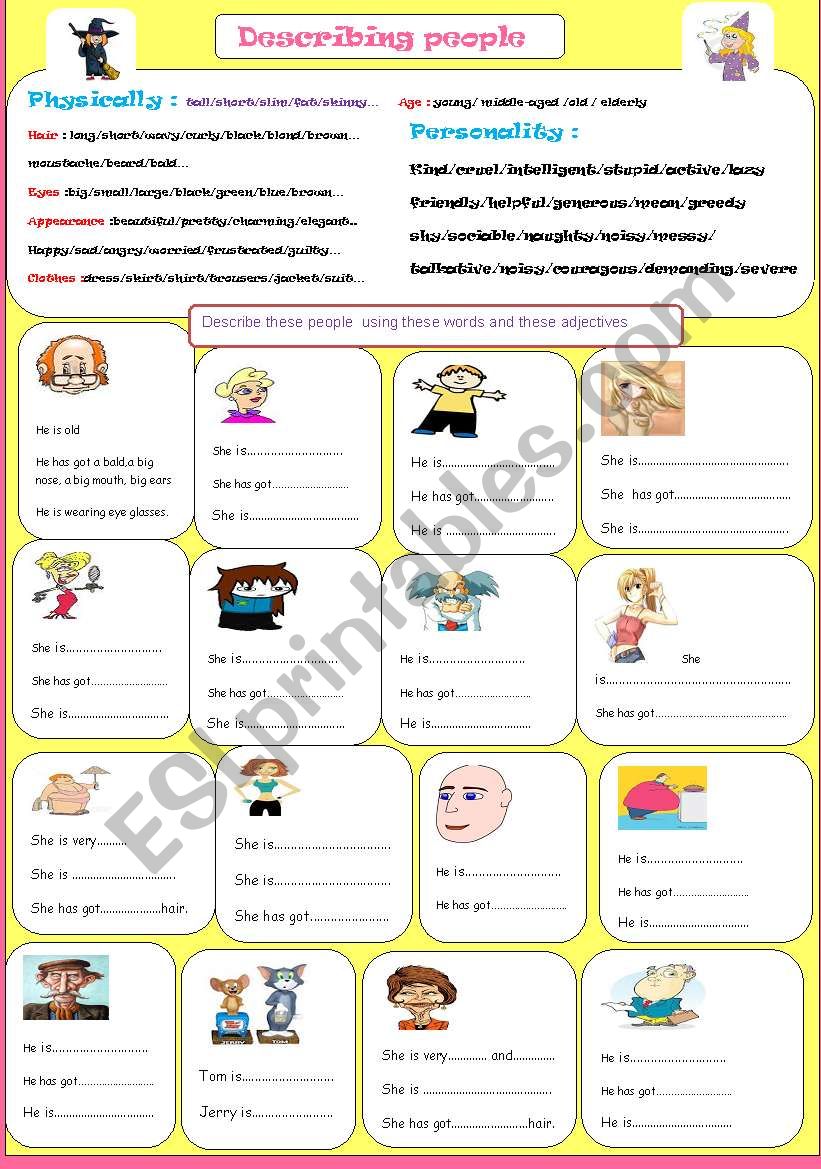 Describing People worksheet