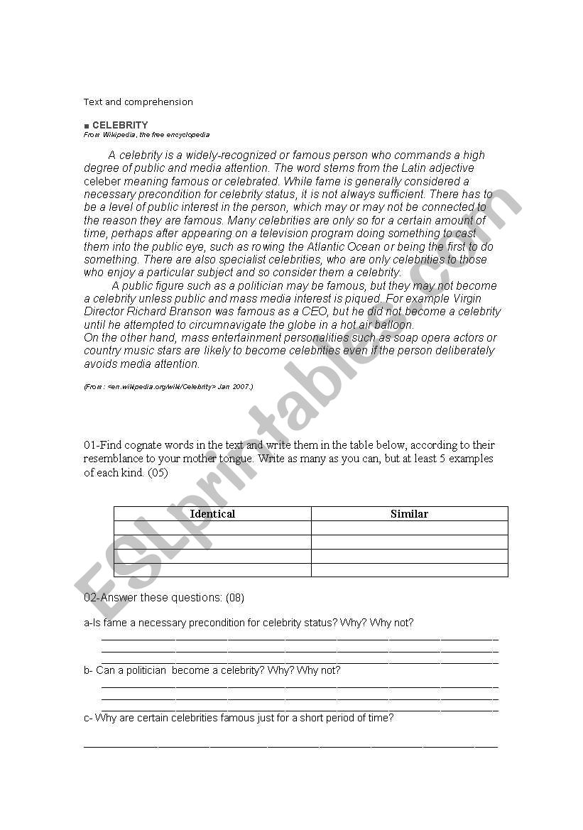 ENGLISH TEST worksheet