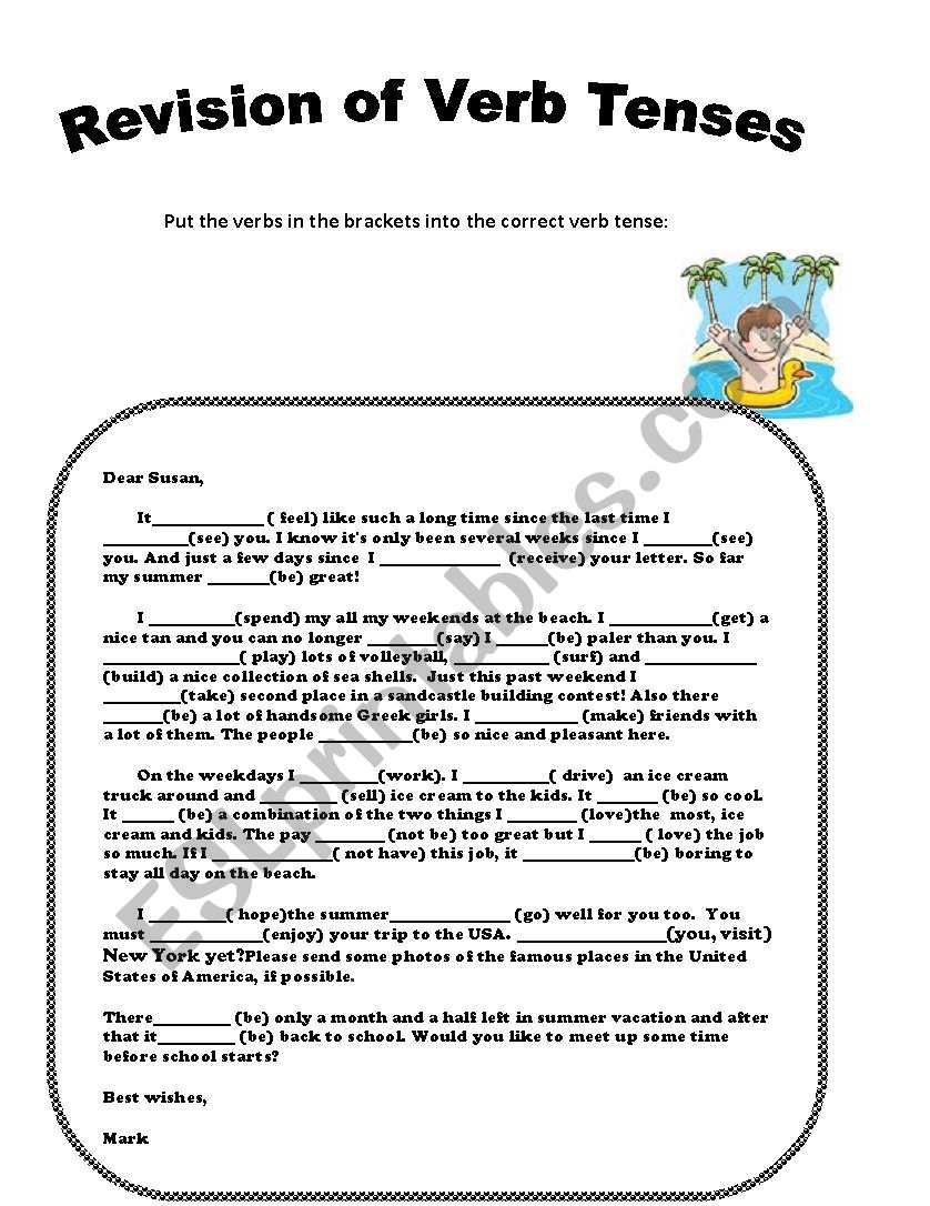 Revision of verb tenses worksheet