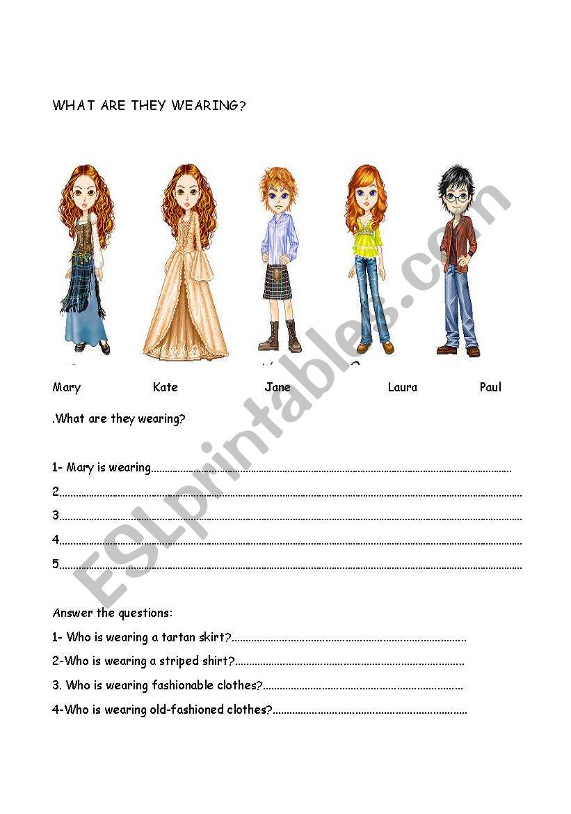 what are they wearing? worksheet