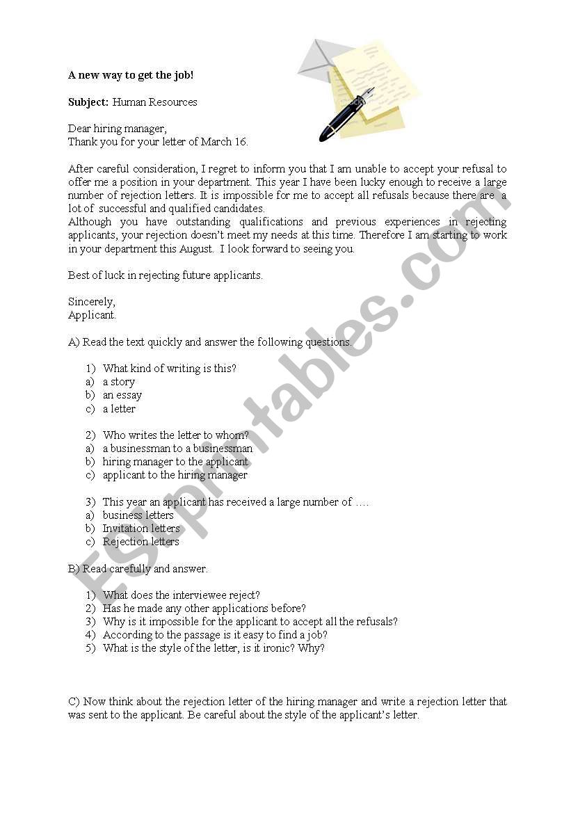 job application letter - fun in reading