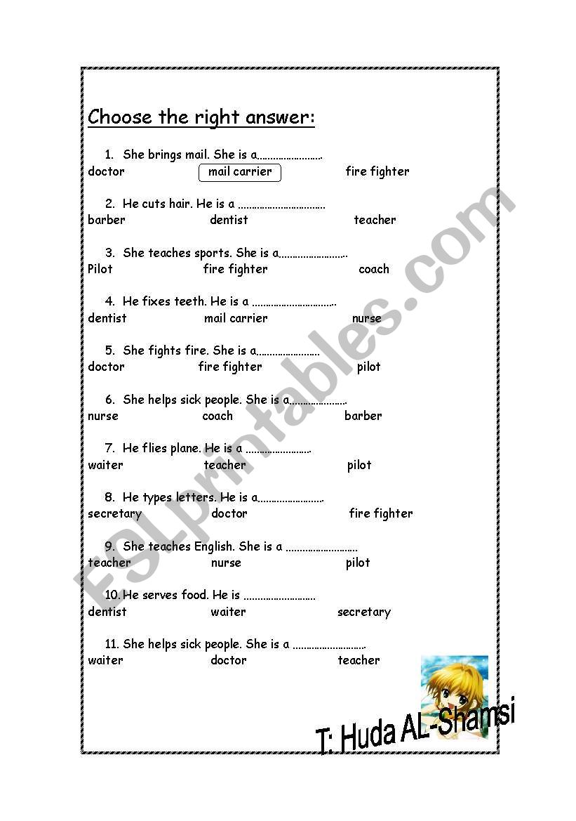 choose the job worksheet