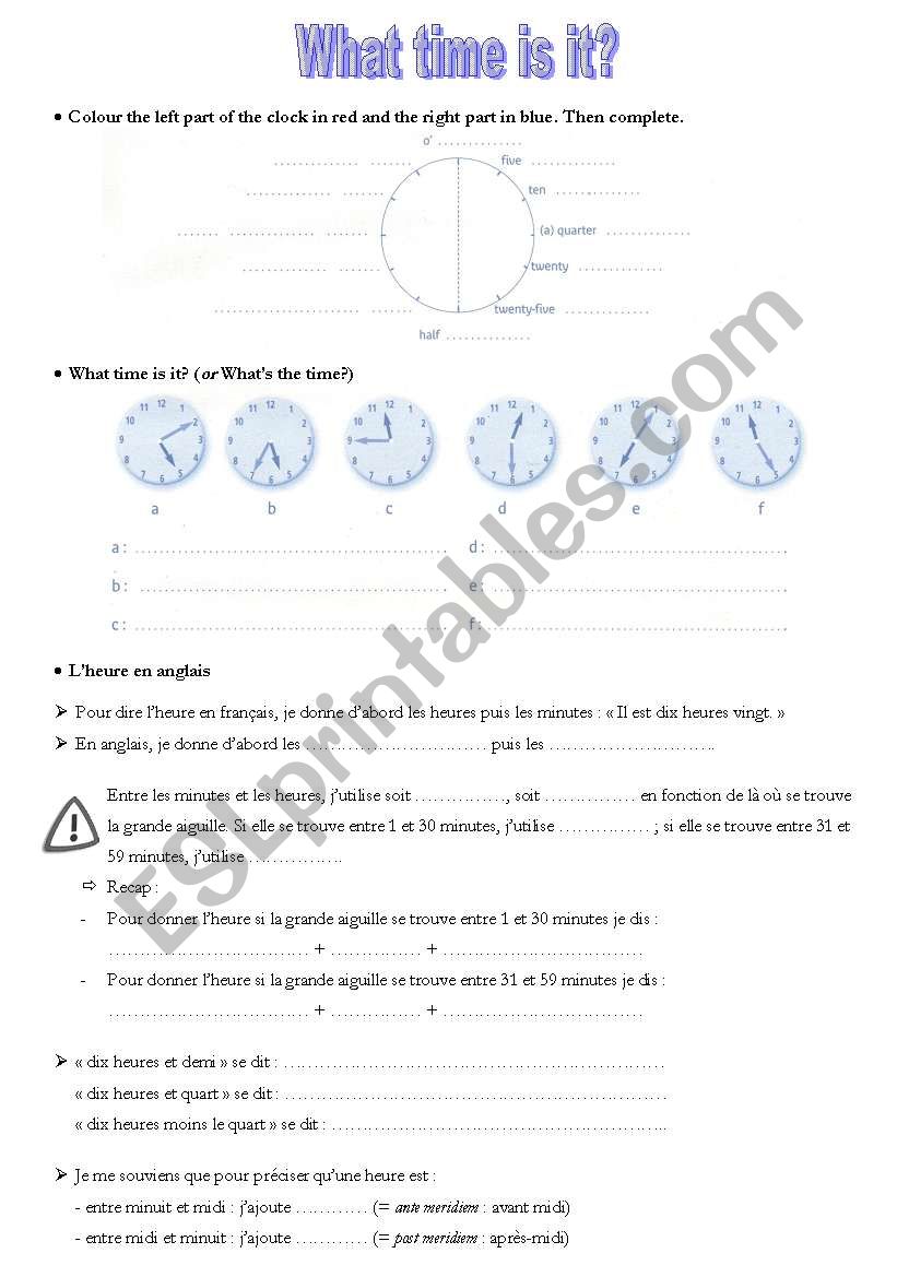 What time is it? worksheet