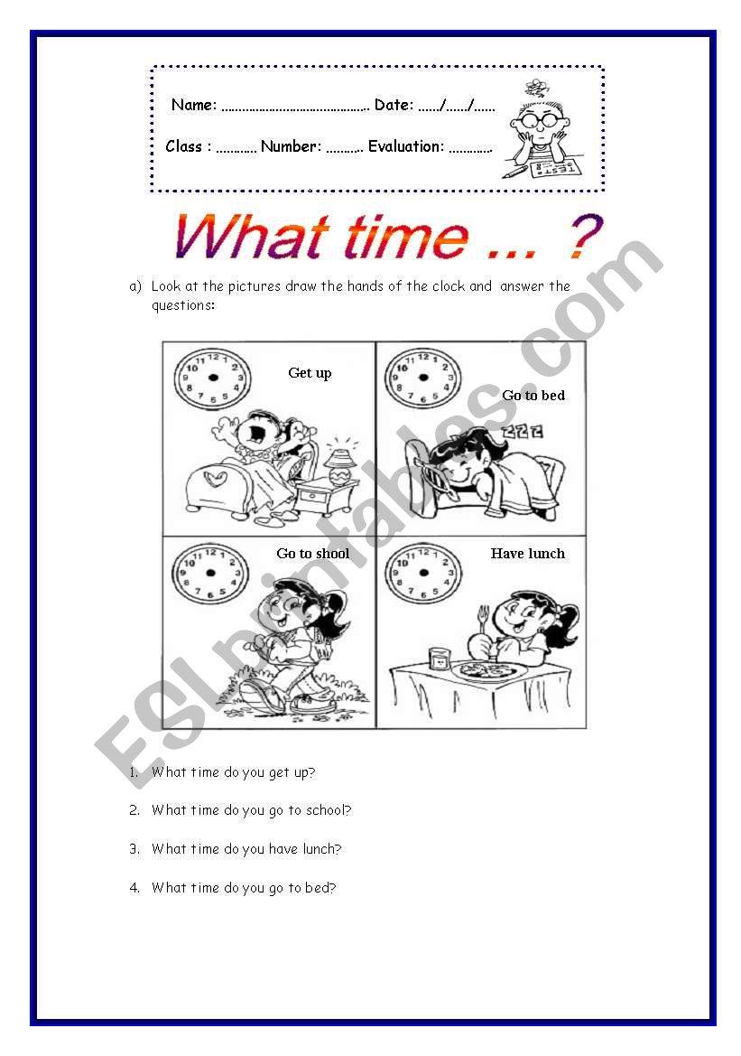 What time .. ?  worksheet