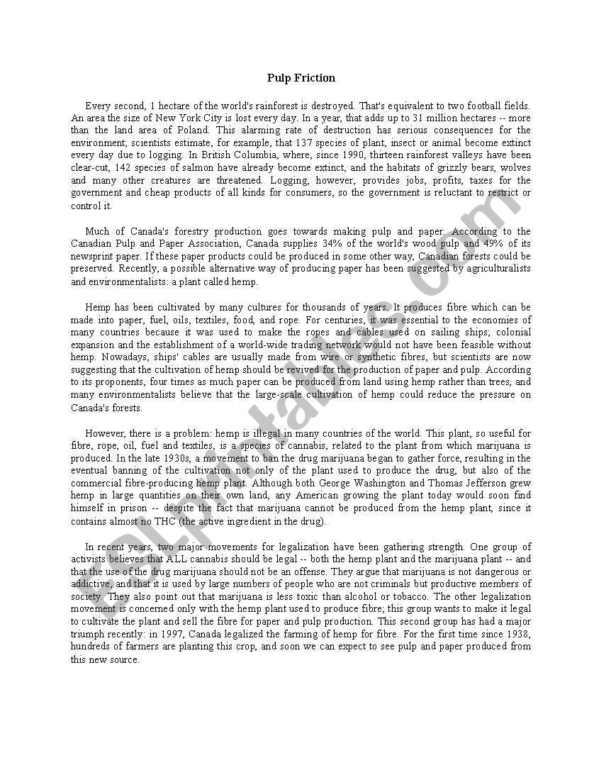 Reading comprehension test worksheet