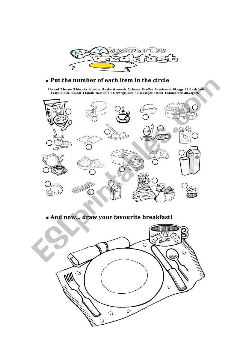 My favourite breakfast worksheet