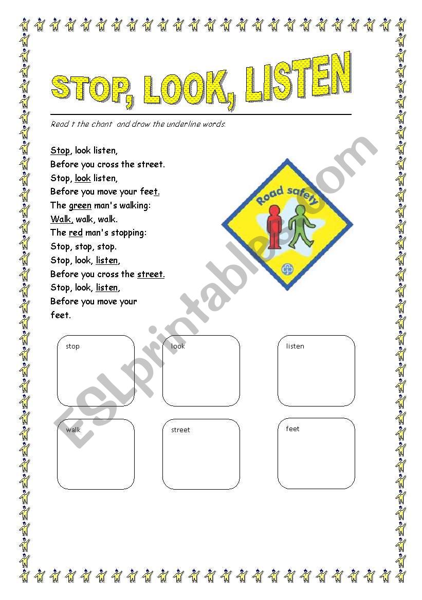 Road safety - chant worksheet