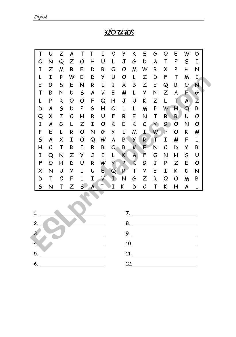 Alphabet soup - Parts of the house