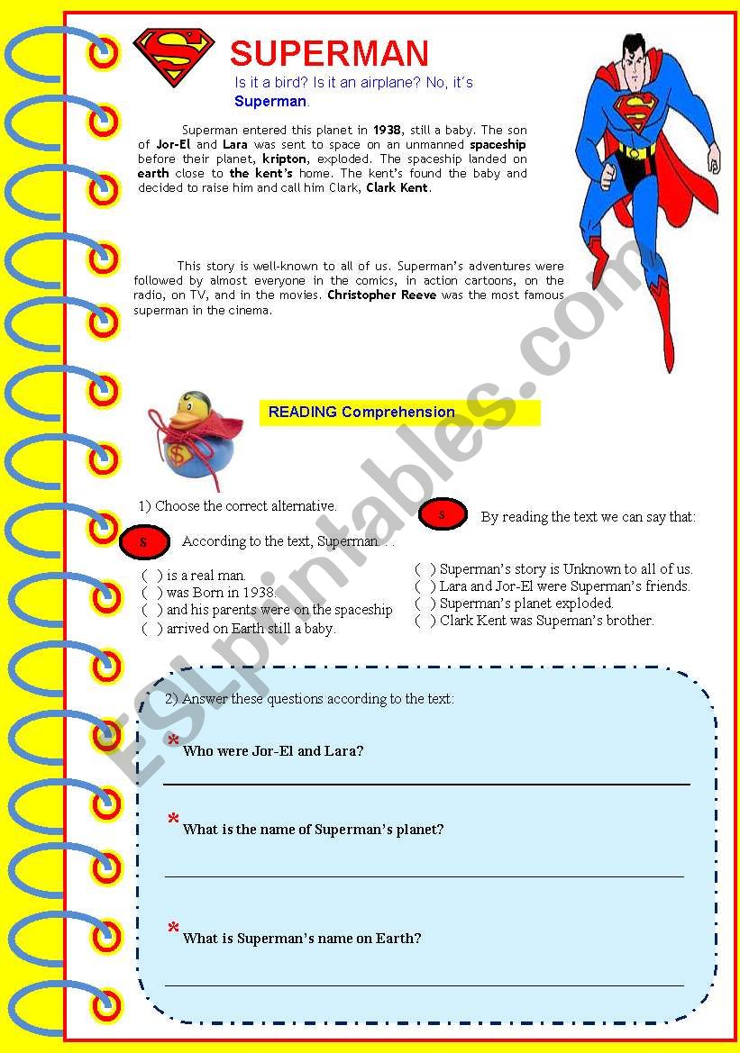 SUPERMAN - Reading and text comprehension