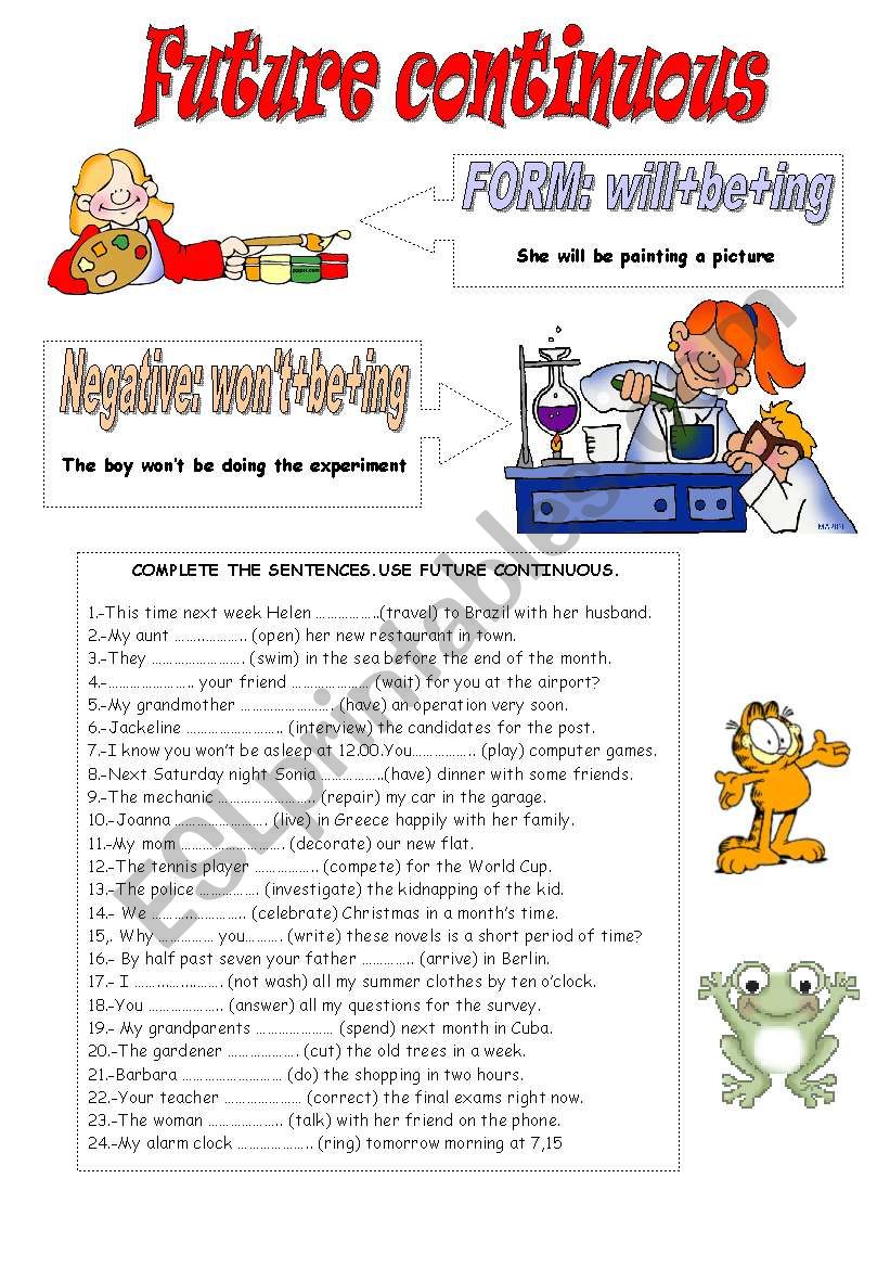 FUTURE CONTINUOUS worksheet