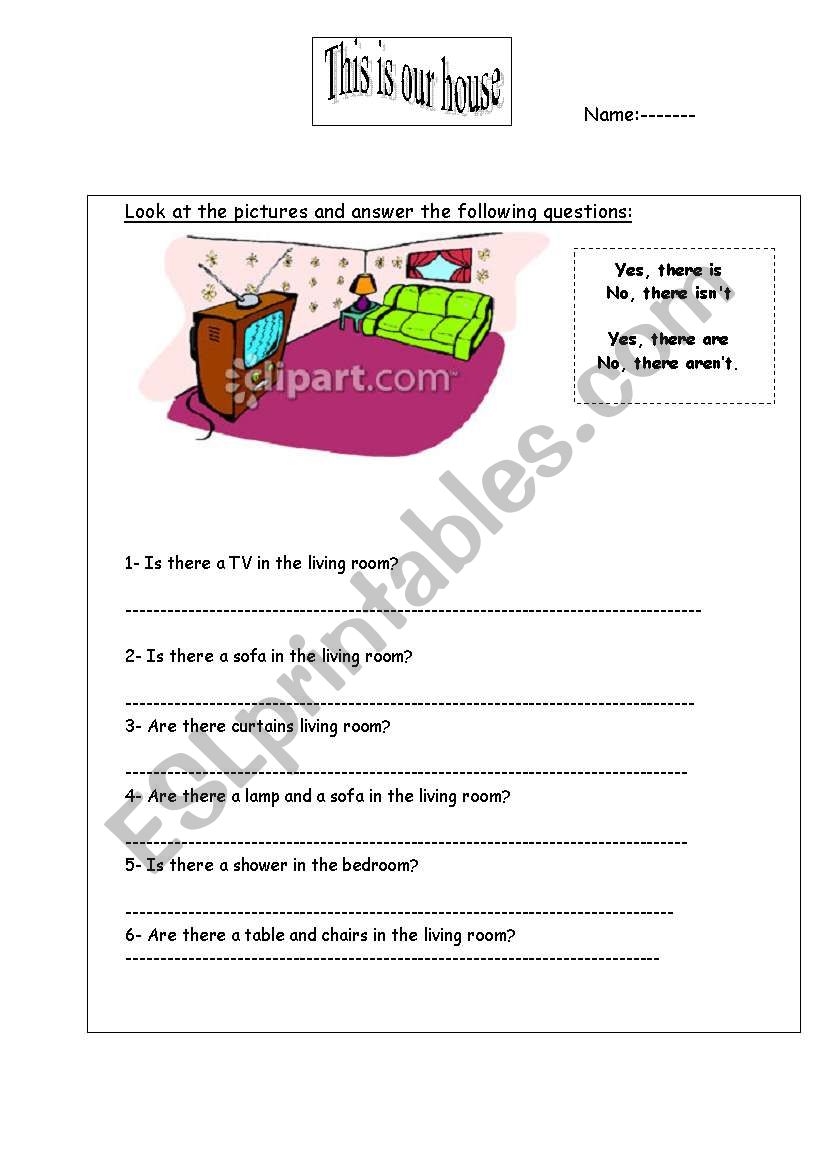 The living room worksheet