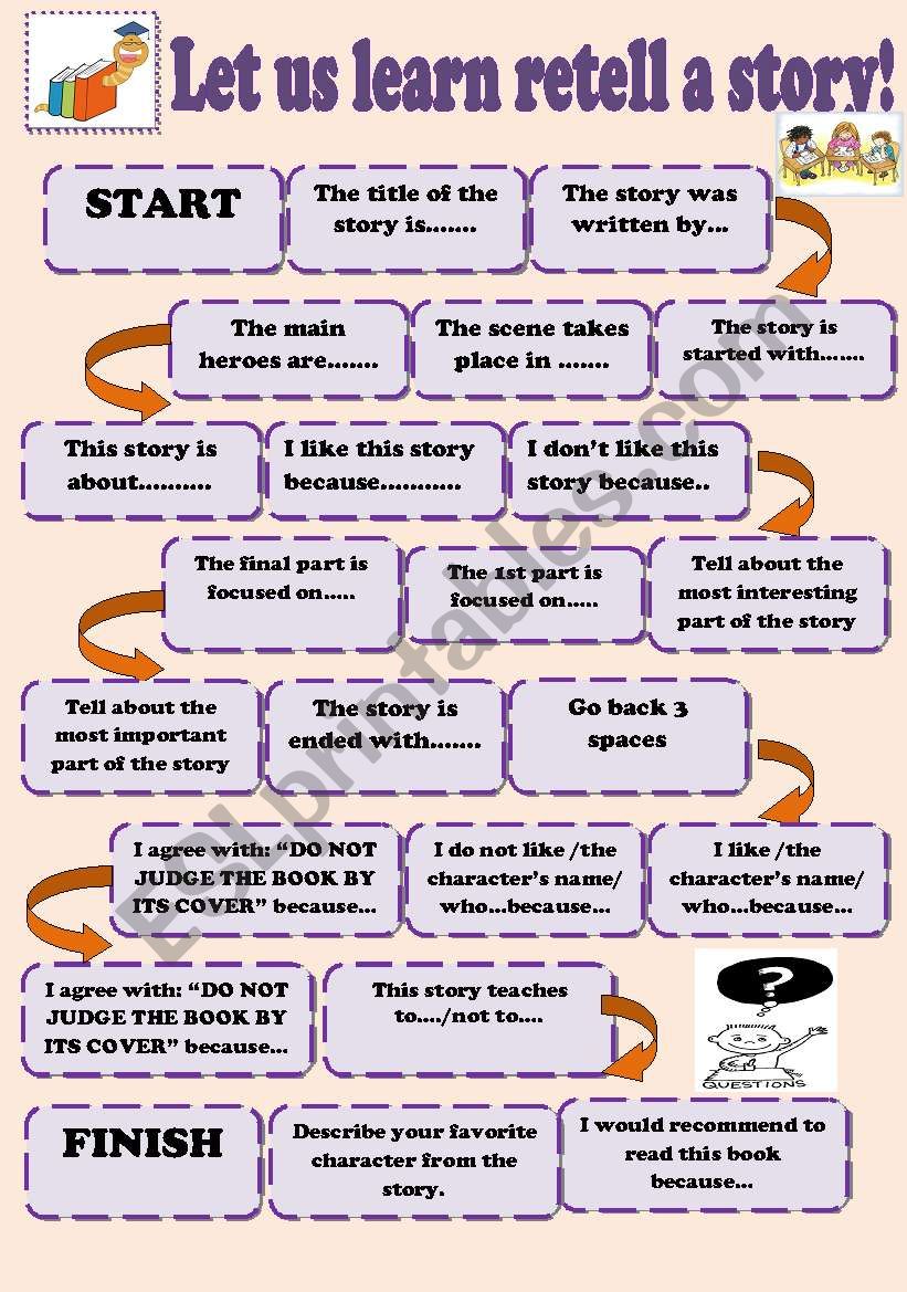 Board game retell a story. - ESL worksheet by nurikzhan Pertaining To Retelling A Story Worksheet
