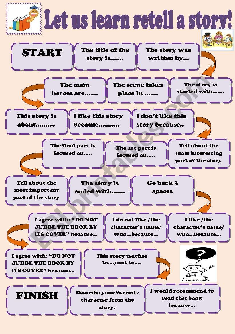 Board game retell a story. - ESL worksheet by nurikzhan In Retelling A Story Worksheet