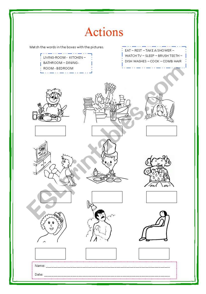 Actions worksheet