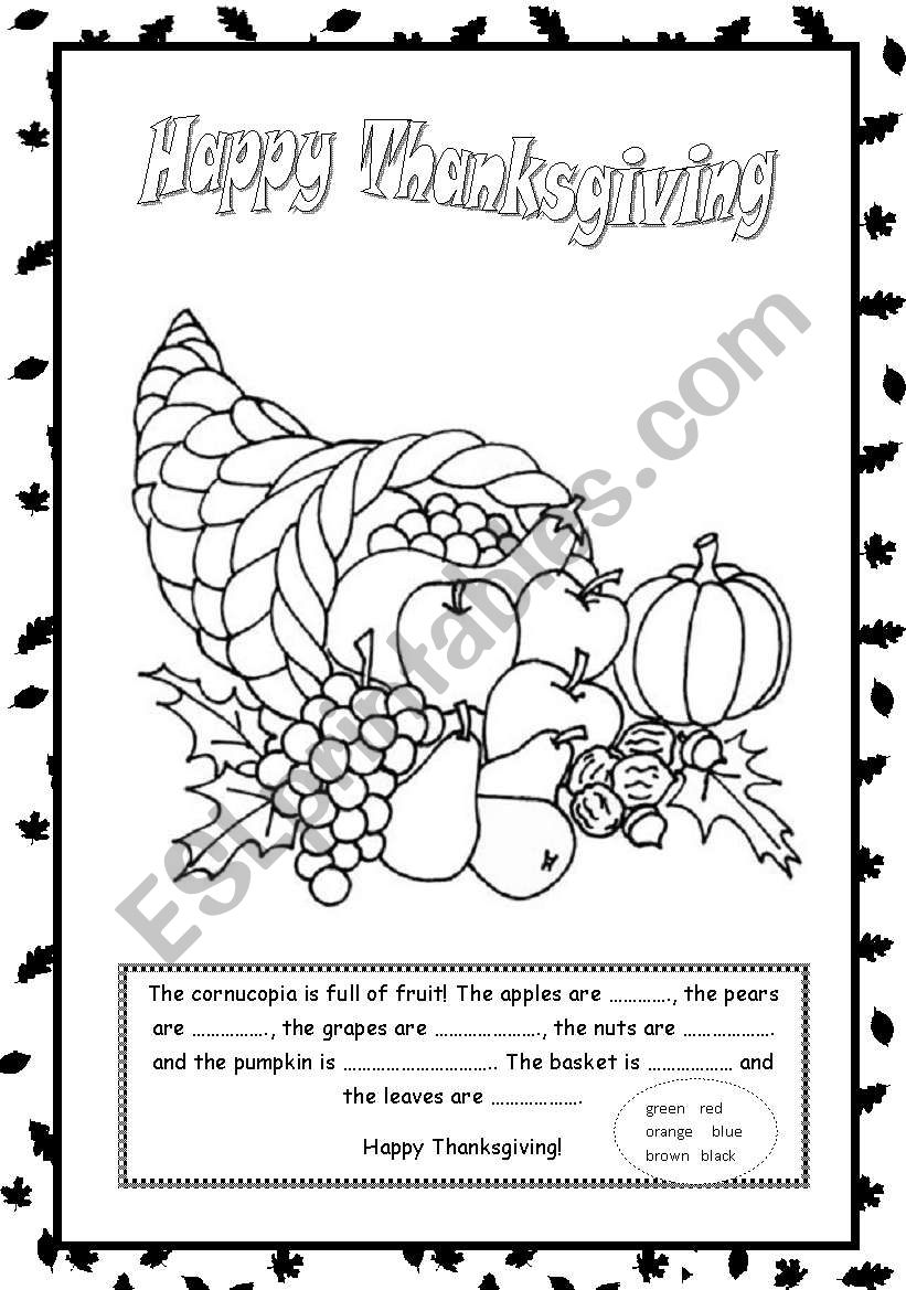 Thanksgiving set 2 - Coloring worksheets