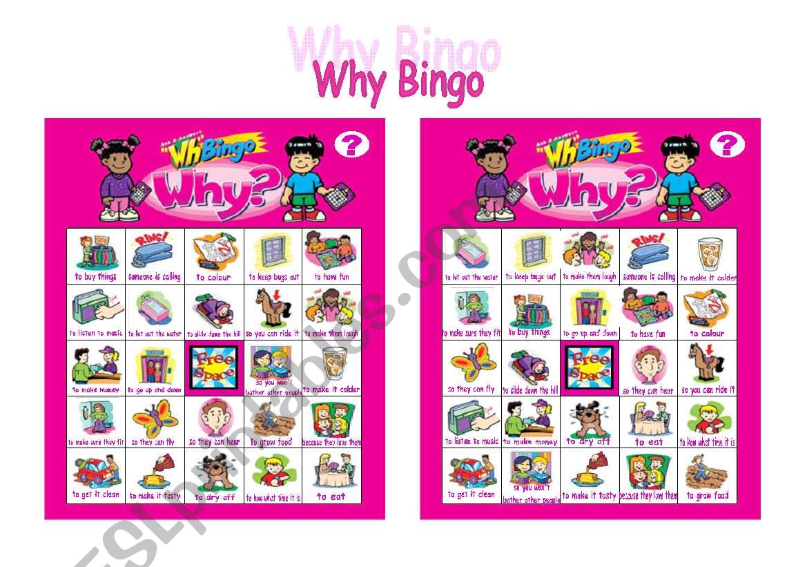 WHY Bingo worksheet