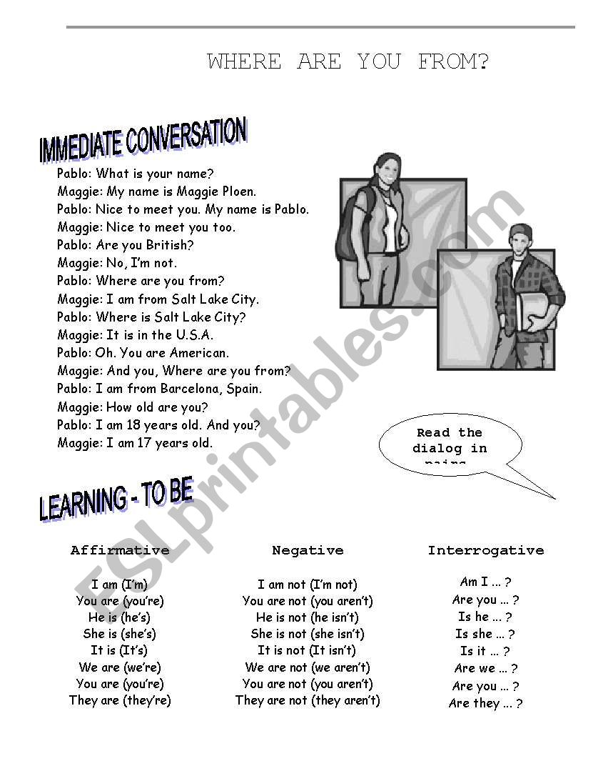 VERB TO BE worksheet