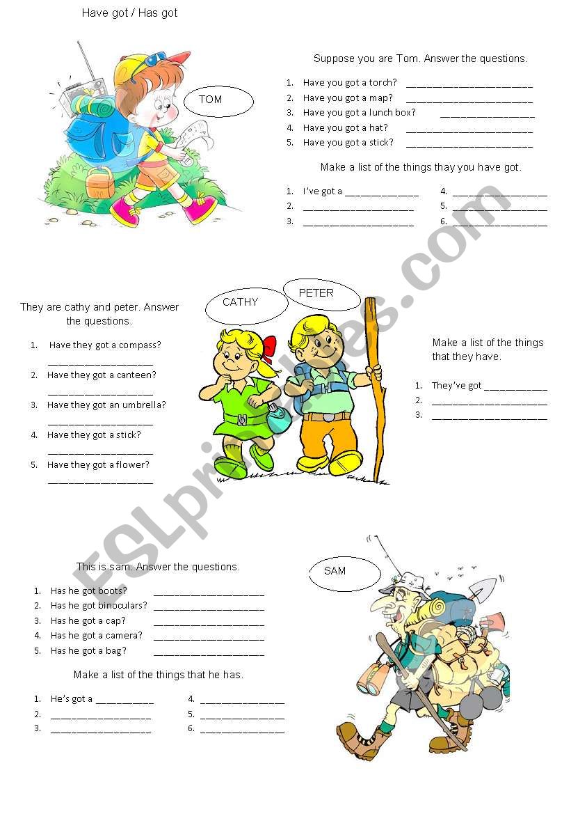 Going Camping worksheet