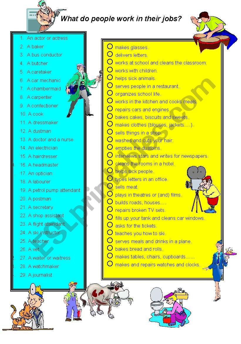 Job Definitions worksheet