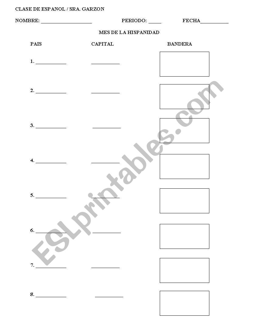 Countries - Flags worksheet