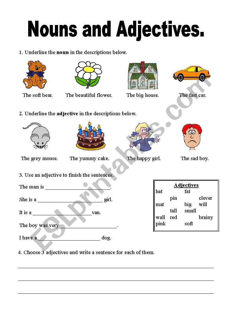 Nouns and Adjectives worksheet