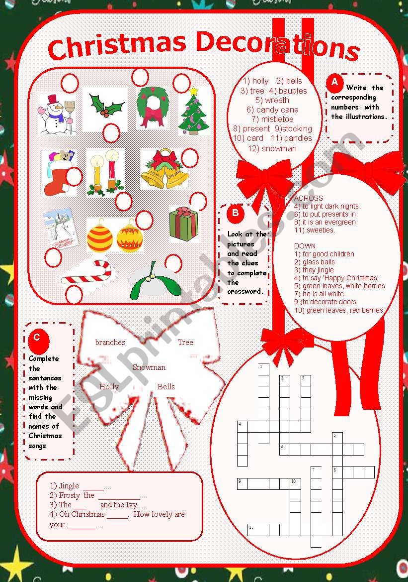 Christmas Decorations worksheet