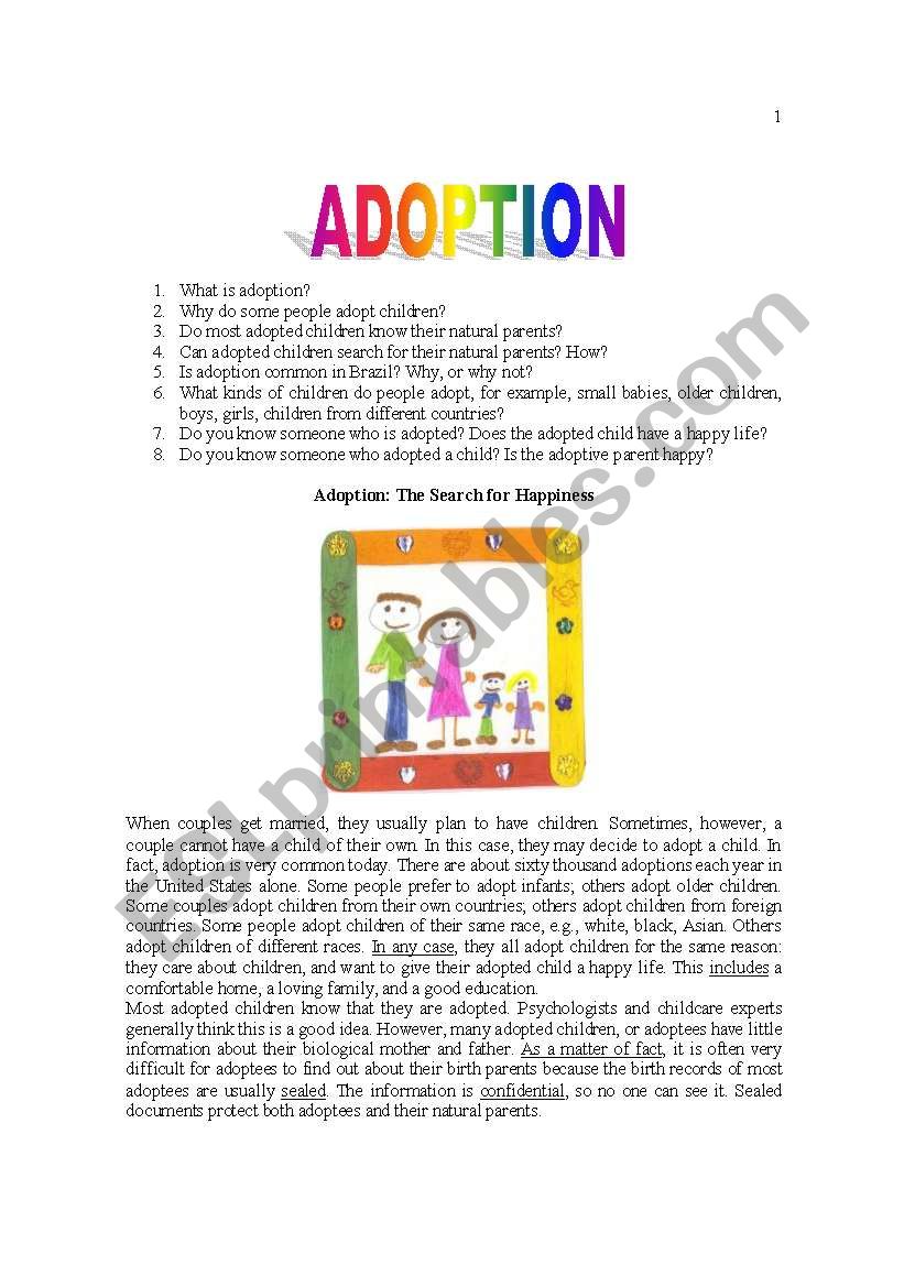 Adoption worksheet