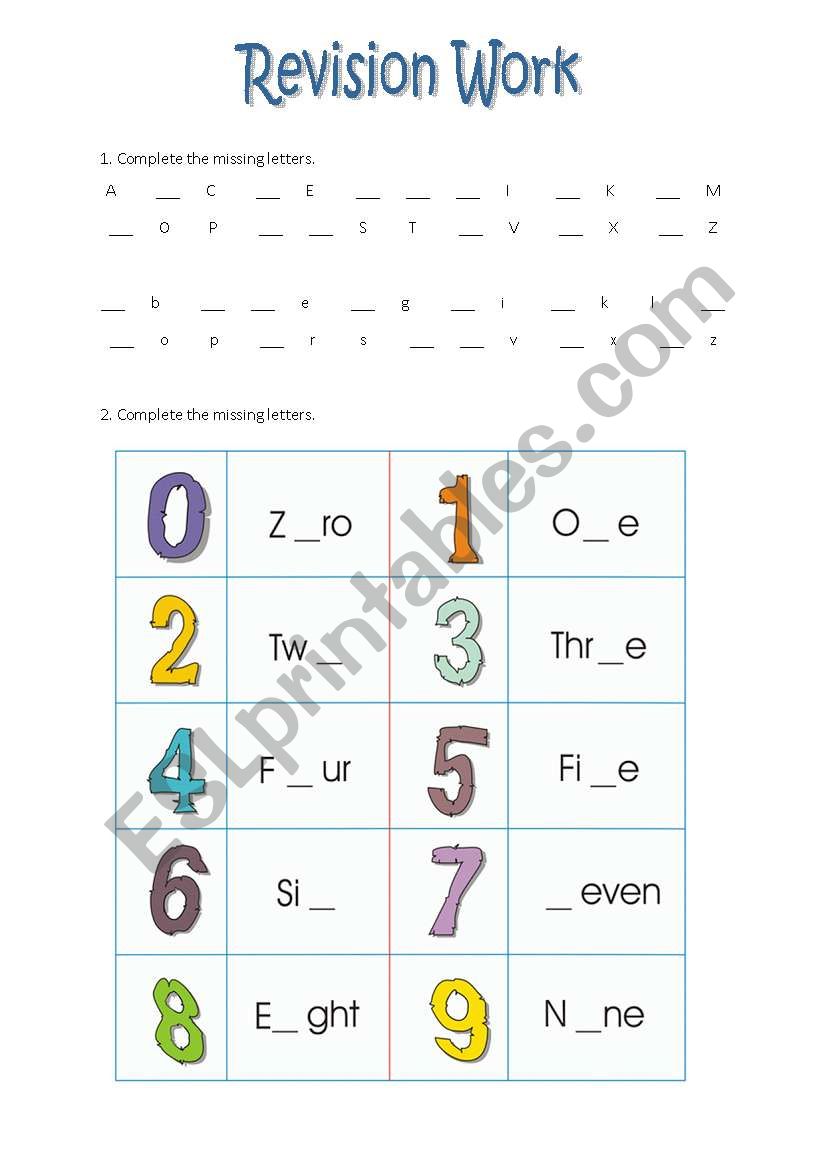 Alphabet - Numbers - Colors  worksheet