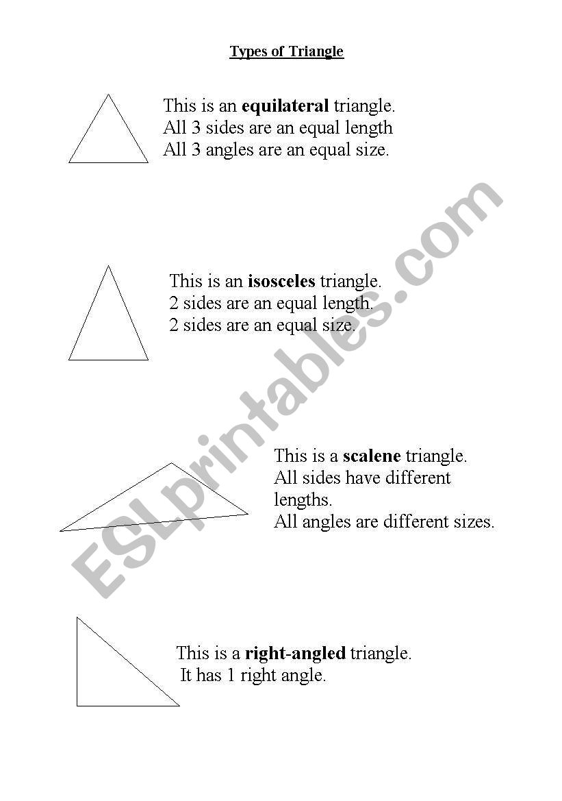 Triangle information  worksheet