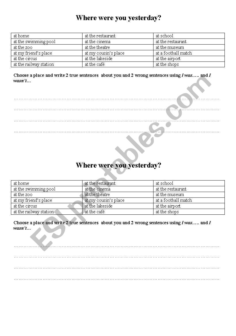 past simple TO BE worksheet