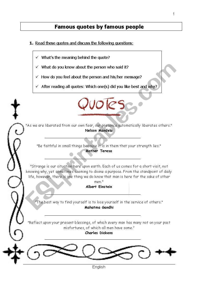 Famous expressions worksheet