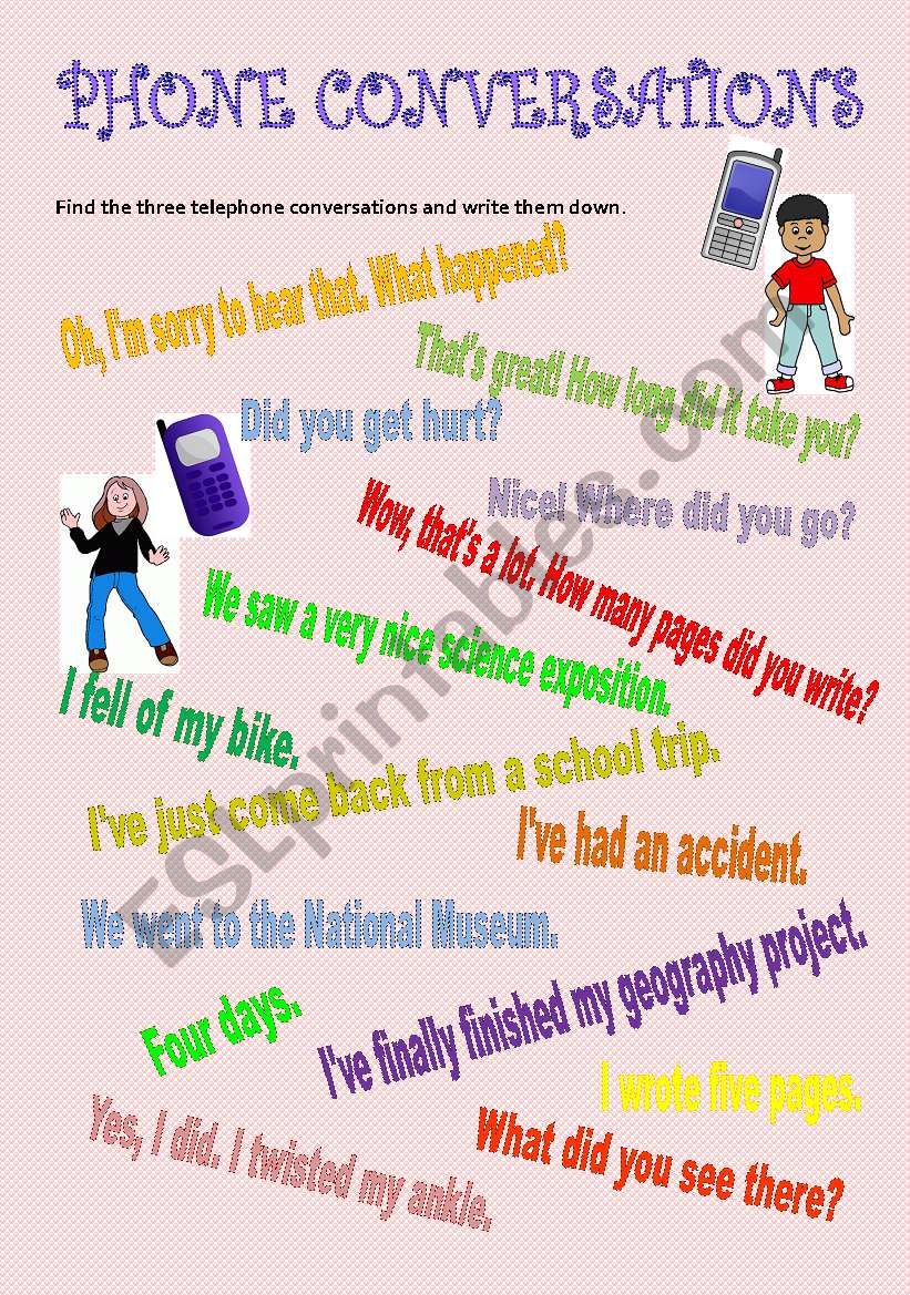 Phone conversations - ESL worksheet by danabentchik