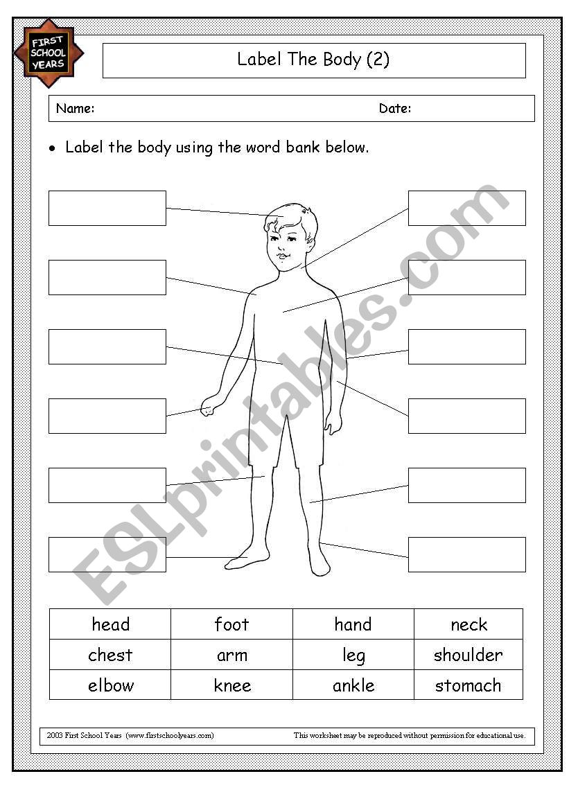 label the parts worksheet